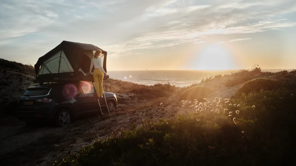 FjällVila Softcover daktent jeep zonsondergang