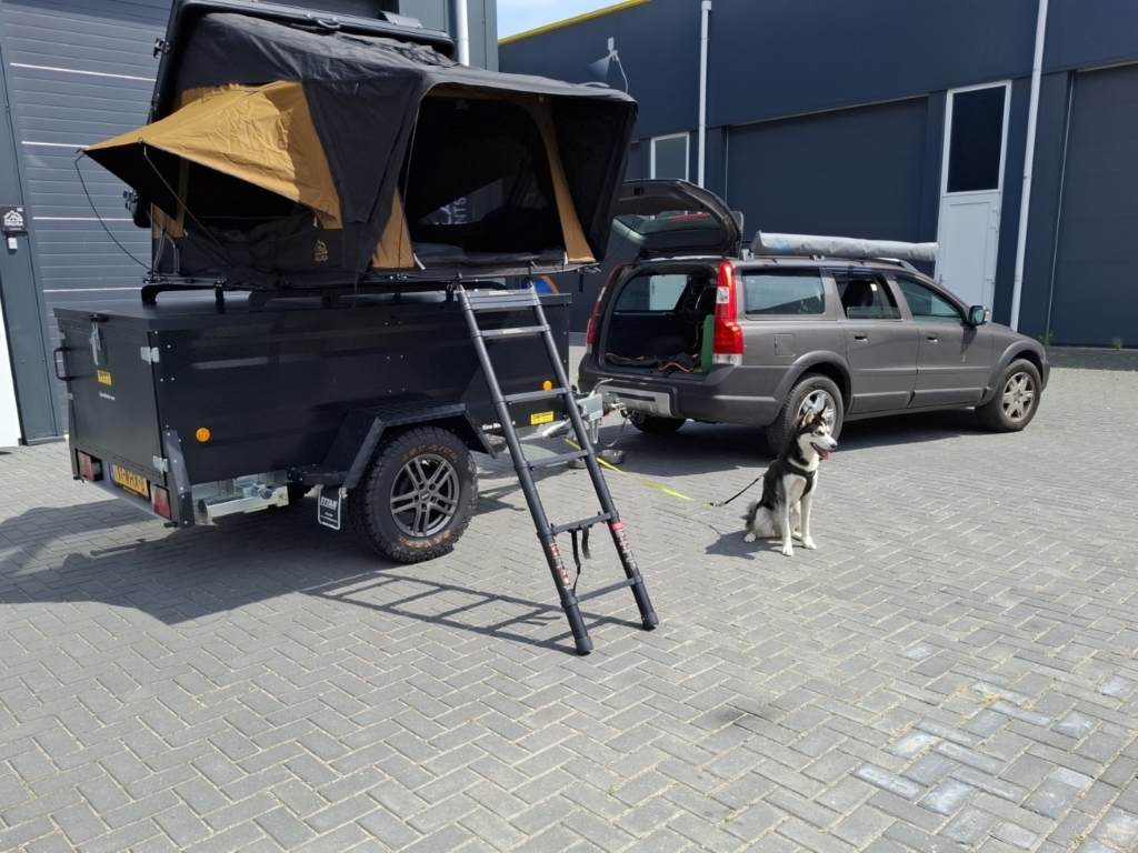 Zweedser kan bijna niet: een Volvo, FjällVila daktent, en een husky